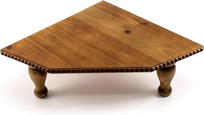 Wood Corner Counter Shelf Framehouse Decorative Tray Stand for Kitchen Bathroom Riser Organizer Coffee Bar Display Shelf with Detachable Legs (Lightbrown)