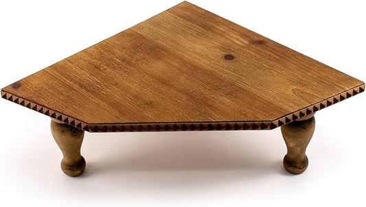 Wood Corner Counter Shelf Framehouse Decorative Tray Stand for Kitchen Bathroom Riser Organizer Coffee Bar Display Shelf with Detachable Legs (Lightbrown)