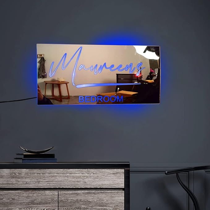 Personalized Bedroom LED Name Mirror Light Custom LED Light Up Mirror Multi Colour Lighting Mirror Name Sign, Custom Name Neon Sign Light Wall Decor Mirror for Bedroom Livingroom,Bar, barber shop