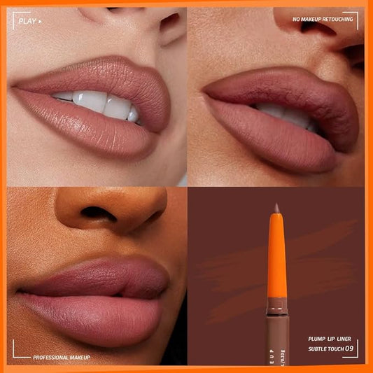 Matte Lip Liner Pencil for Shaping Lips, Retractable Creamy Brown Crayon LipLiner Pencil, Long Lasting Waterproof Lipstick Lip Liner Makeup, Vegan Beauty 09#
