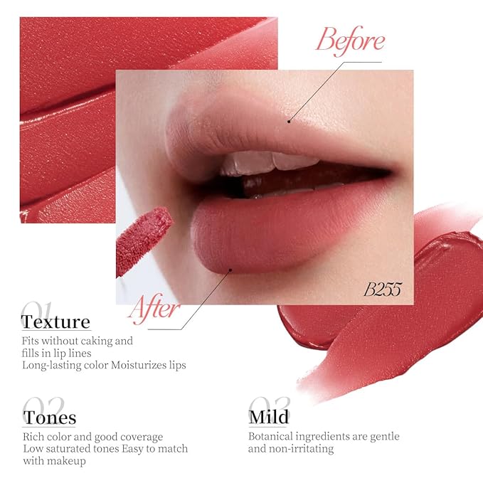 COLORKEY Airy Velvet Lip Tint, Matte Finishs, Longwear Rich Lip Colors, non-sticky, Creamy Soft Texture, Waterproof Lip Stain, Matte hydration, non-drying. Velvety finish (P251 Dream Pink, 3g)