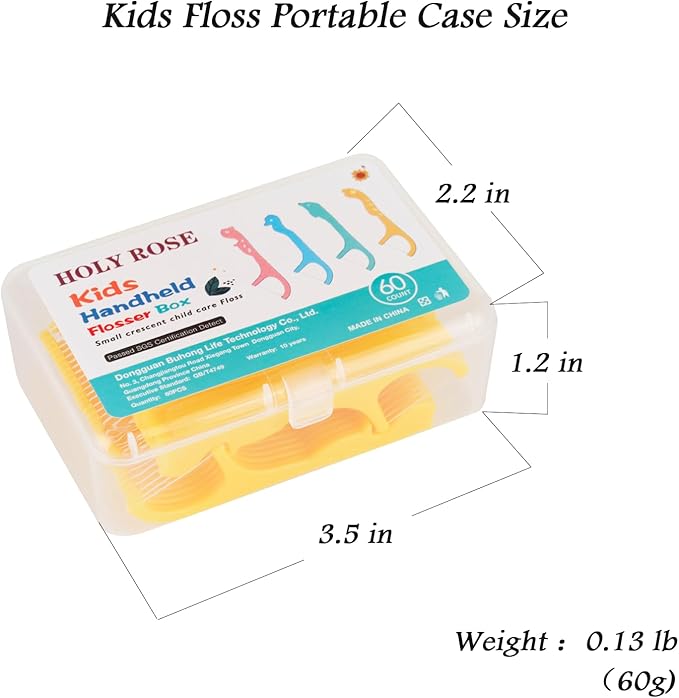 Holy Rose Kids Dental Floss Case 2 Box, Box 60 Count,Contains 120 Count Portable Floss Case Colorful Fun Floss for Teenagers, Kids, Boys, Girls.