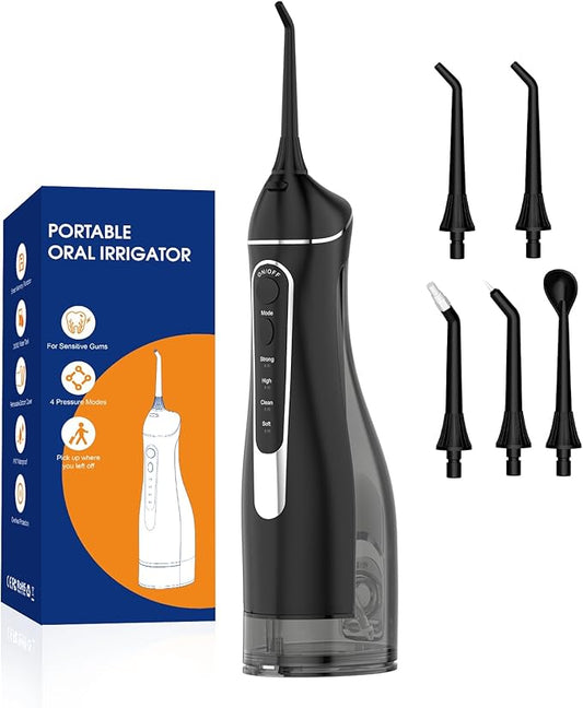 Water flossers for Teeth Pick, Portable Oral Irrigator Dental with 4 Modes 5 Jet Tips, IPX7 Rechargeable Water Tooth Flosser for Braces Sensitive Gum Care，Home Travel Use