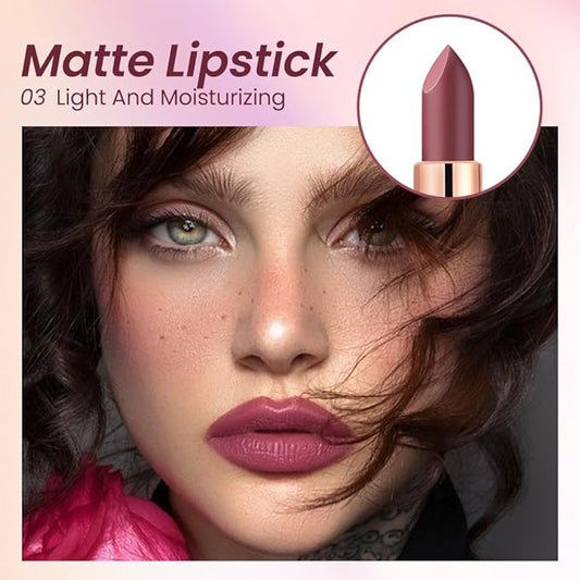 Purple Mauve Lavender Lip Stick,Matte Cream Lipstick Set for Women,Long Lasting Waterproof Smudge Proof Velvet lipsticks Crayon,Lip Makeup Kit Travel Size,Vegan & Cruelty-free (Pack of 1)