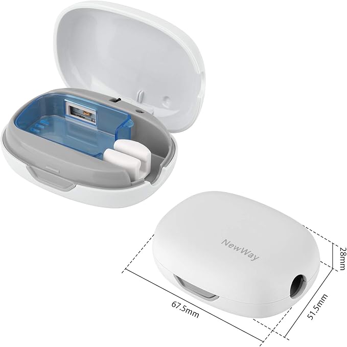 NewWay Mini Toothbrush Sanitizer Cover Rechargeable Travel Toothbrush Case with Holder for Houshold and Traving or Business Trip White
