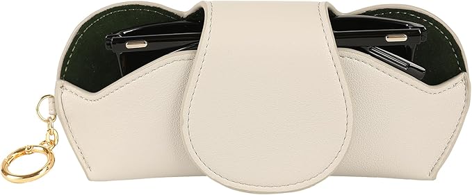 KINIVA Sunglasses Holder for Car Visor with Hanging Hook Portable Leather Glasses Storage Bag with Detachable Clips