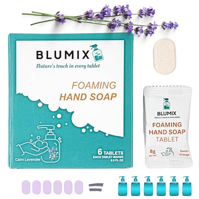Foaming Hand Soap Tablet Refill – 6 Pack | Lavender Scent | Eco-Friendly, Plastic-Free, Just-Add-Water Soap Refills | Zero Waste, Non-Toxic, Safe for Kids & Sensitive Skin