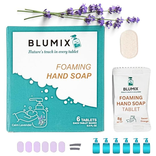 Foaming Hand Soap Tablet Refill – 6 Pack | Lavender Scent | Eco-Friendly, Plastic-Free, Just-Add-Water Soap Refills | Zero Waste, Non-Toxic, Safe for Kids & Sensitive Skin