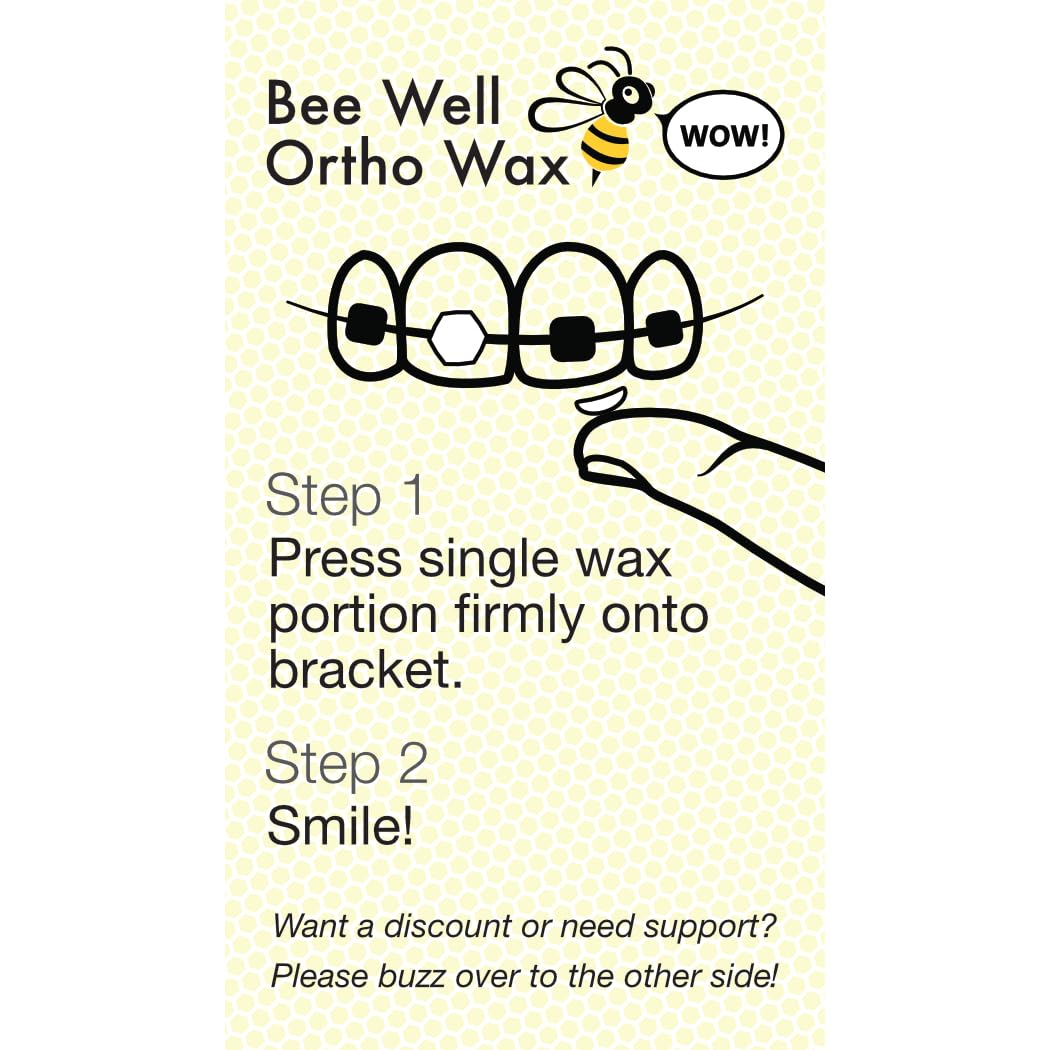 Bee Well Ortho Wax Pure | All Natural Extra Firm Braces Wax | Protect, Prevent & Relieve Orthodontic Braces Discomfort & Mouth Pain | Aluminum Jar | 75 Pieces of Wax for Braces