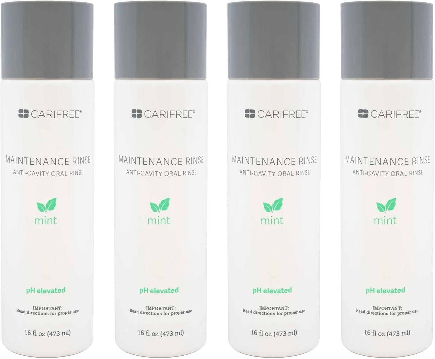 CariFree Maintenance Rinse, Mint Flavor, Anti-Cavity Fluoride Mouthwash, Dentist Recommended, Prevents Oral Decay, Freshens Breath, Alcohol-Free, Neutralizes pH (16 Fl Oz (Pack of 4)