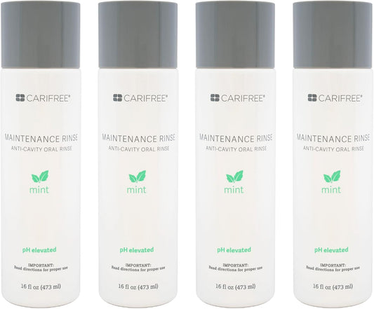 CariFree Maintenance Rinse, Mint Flavor, Anti-Cavity Fluoride Mouthwash, Dentist Recommended, Prevents Oral Decay, Freshens Breath, Alcohol-Free, Neutralizes pH (16 Fl Oz (Pack of 4)