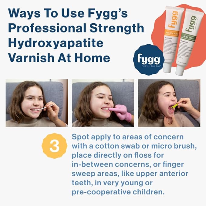 Fygg Nano-Hydroxyapatite Dental Varnish | Fluoride-Free Enamel Repair for Sensitive Teeth | Mild Mint Flavor, Suitable for Adults & Kids (1.36oz, Vanilla)