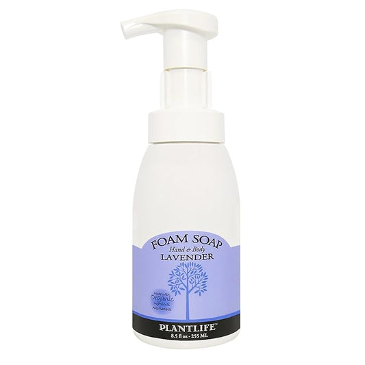 Plantlife Lavender Foam Soap - Gentle, Moisturizing, Plant-based Foam Soap - Ideal for use as a Hand & Body wash, Shaving Cream, and Foaming Fun for Kids - Made in California 8.5 oz
