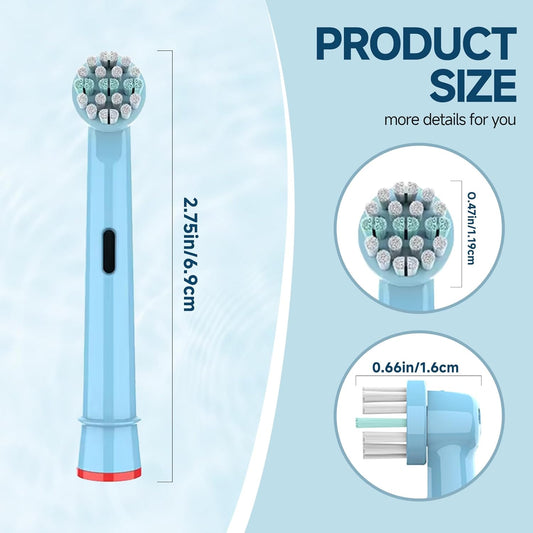 Kids Toothbrush Heads Compatible with Oral B - Electric Toothbrushes, Replacement Brush Heads with Protective Caps, 4/8/12/16 Pack (4)