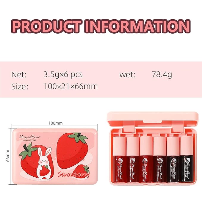 Eakroo 6 Colors Lip Tint Stain Mini Liquid Lipstick, Lip Gloss for Women, Blush for Cheeks, Lip Stain Long Lasting Waterproof, Lip Makeup, Cute Stuff, Non-Stick Cup, High Pigment, Vivid Color