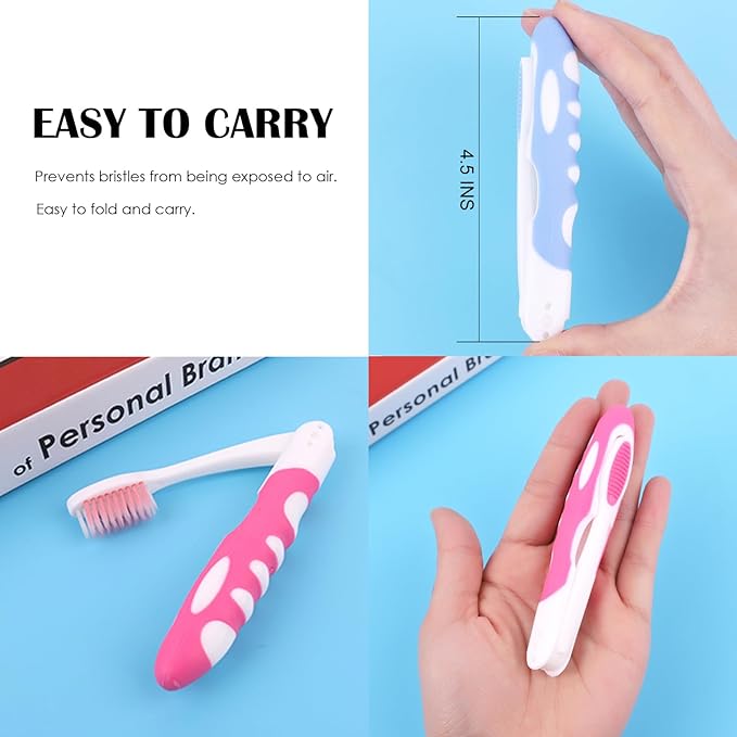 EasyHonor Folding Toothbrush - Soft Potable Travel Size, Individually Wrapped for Home, School, Camping Supplies(12 Pcs)