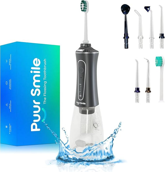 Professional Water Flosser - Advanced Dental Care for a Healthier Mouth, Gum, and Teeth - IPX7 Waterproof Oral Irrigator | 7 Replacement Tips, Travel-Friendly, Rechargeable - Oral Hygiene (2 Pack)