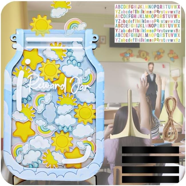 Personalized Magnetic Reward Jars for Kids,Sky Jar with Colorful Letter Stickers,Incentive Good Behavior Responsibility Chart,Reward Jar Classroom,Positive Behavior Chart for Classroom (30Pcs)