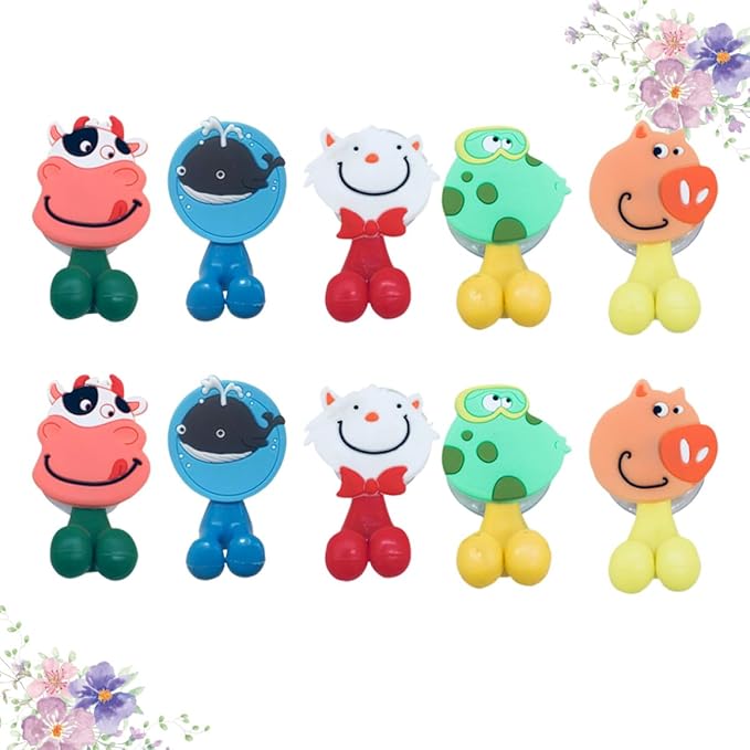 10pcs Cartoon Animal Suction Cup Toothbrush Rack Wall Mounted Organizer for Bathroom Creative Multifunctional Holder with Frog Pig Shark Designs Easy Install Random Color