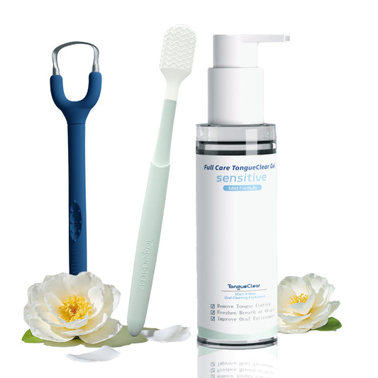 Effective Tongue Scraper and Oral Mucosal Cleaner Kit for Adults - Ergonomic Tongue Cleaner Promotes Fresher Breath, Mild Solution Oral Mucosal Cleaner package, Personal Care Essential (Blue)