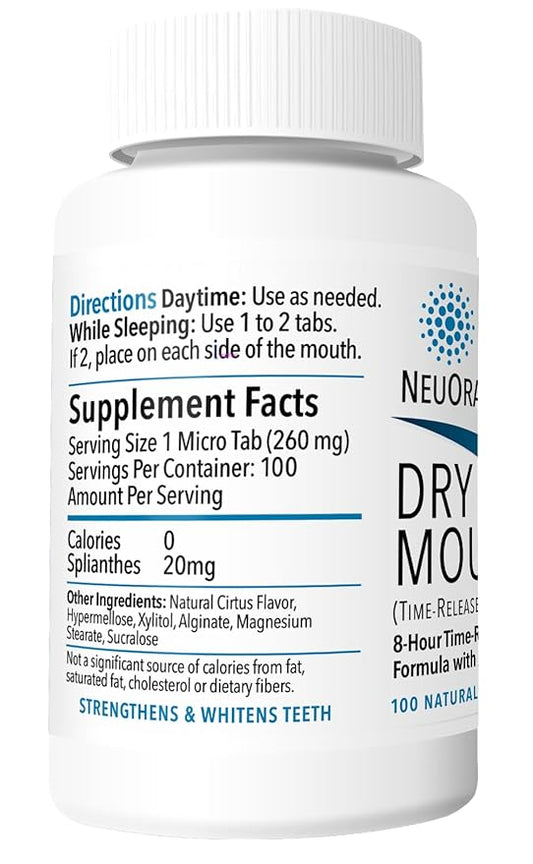 Dry Mouth TR by NeuOra Microceuticals: 8 Hour Time-Release Oral Micro Tabs, 1pk