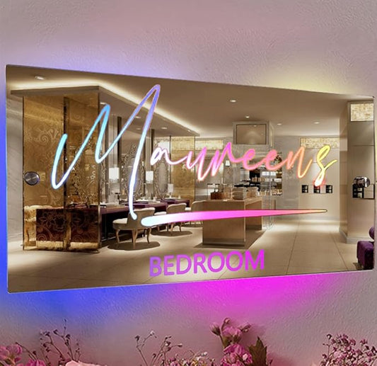 Personalized Bedroom LED Name Mirror Light Custom LED Light Up Mirror Multi Colour Lighting Mirror Name Sign, Custom Name Neon Sign Light Wall Decor Mirror for Bedroom Livingroom,Bar, barber shop