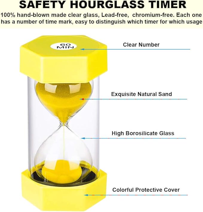 Sand Hourglass Timer 3 Minute： Colorful Sand Clock 3 Minute, Small Yellow Sand Watch 3 Min, Plastic Hour Glass Sandglass Timer for Kids, Games, Classroom, Kitchen, Toothbrush Timer, Decoration