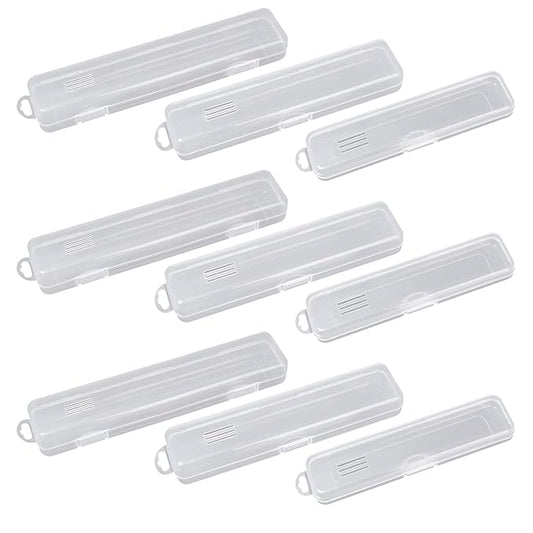 9 Pcs Tongue Scraper Case, Portable Clear Tongue Scraper Travel Case, Transparent Appearance, Easy to Open and Close, Not Easy to Break, Can Accommodate Dental Floss, Toothbrush, Small Teaspoon