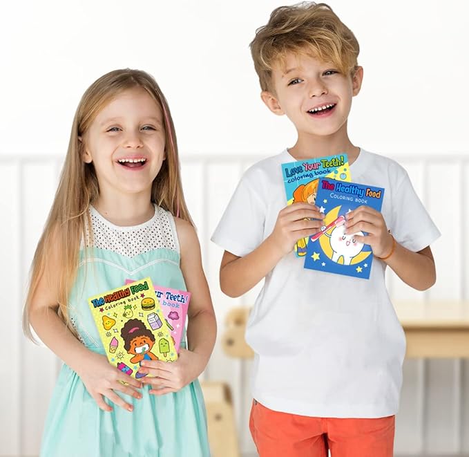 ArtCreativity Dental Coloring Book Kit for Kids - Includes 12 Mini Coloring Books and 12 Boxes of 4 Crayons Each - Fun Birthday Party Favors, Party Supplies, Great Gift Idea for Boys & Girls.