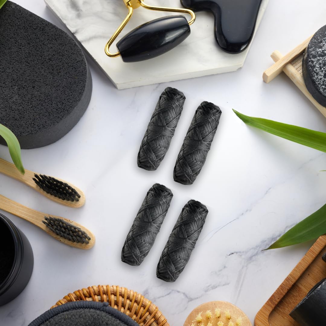 BOONBOO Dental Floss Refill, Charcoal Woven Thread Heads, 4 Pieces, No Flavor