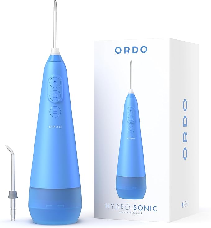 Ordo Water Flossers for Teeth, Cordless IPX7 Waterproof Oral Irrigator, 3 Pressure Settings, Portable, Rechargeable Electric Sonic Flosser, Dental Professional Recommended, Arctic Blue
