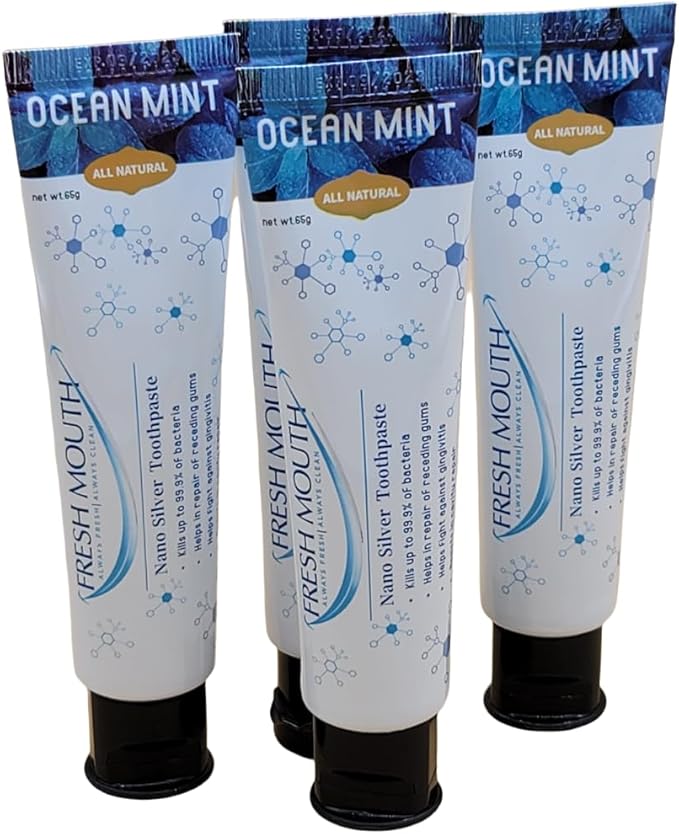 Fresh Mouth Nano Silver Toothpaste Ocean Mint 2.29oz (Single pack)- Improved Formulation