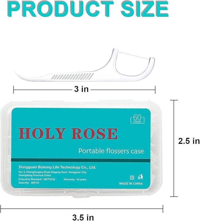 Holy Rose Dental Floss Portable Dispenser 4 Boxs,Travel Floss Picks Case 2 Box with Adults Floss Sticks 160 Count,Flosser Toothpick is Cleaning Teeth and Oral Care Tool(White)