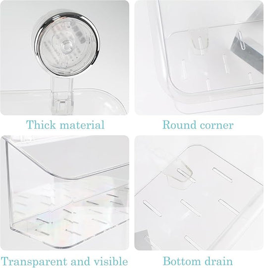2 Pack Bath Toy Storage Organizer,Kids Bathtub Toy Holder with Drain Holes,clear Powerful Suction Shower Caddy for Bathtub,No Drilling Shower Caddy Suction Cup for Bathroom,Kitchen