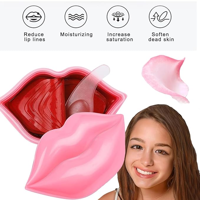 20PCS Collagen Lip Masks,Lip Care Lip Pads Great for Moisturizing,Nourishing & Firms Lip,Lip Sleeping Mask for Plumping Your Lips. (YUEHAO Lip Mask Red) (YUEHAO lip mask pink 125)