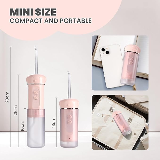 Kids Water Dental Flosser, Portable Water Flosser for Teeth 150ML Rechargeable Oral Irrigator with 3 Modes & 4 Nozzles, IPX5 Waterproof for Home and Travel