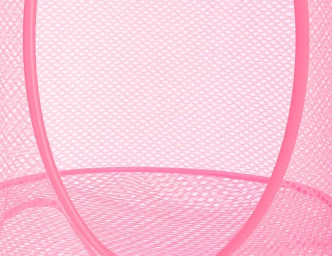 Libeder Mesh Hanging Storage Space Saver Bags Organizer,Foldable Storage Organizer 3 Compartments Toy Storage Basket for Kids Room Bathroom 2 Sets Pink