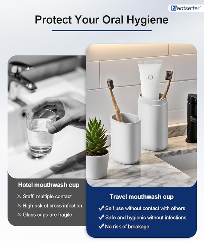 Travel Toothbrushes Holder – Portable Toothbrush Containers with Rinse Cup, Toothpaste Case with Leak-Proof Cover for On-The-Go Oral Care (Grey)