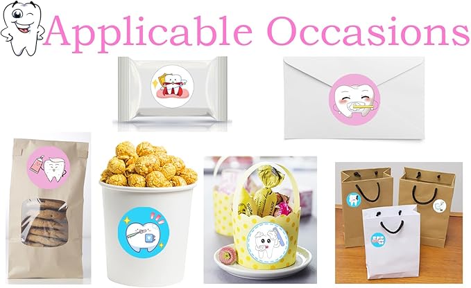 500 Tooth Roll Stickers,for Dental Protection Brush Your Teeth Birthday Gender Reveal Baby Shower Party Favors Supplies Decorations Favors Goodie Bag Stuffers Prize Labels