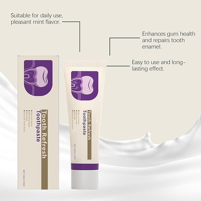 Natural Tooth Refresh Toothpaste,Hydroxyapatite Toothpaste, Enamel Protection and Tooth Strengthening, for Fluoride-Free Formula for Sensitive Teeth (3pcs)