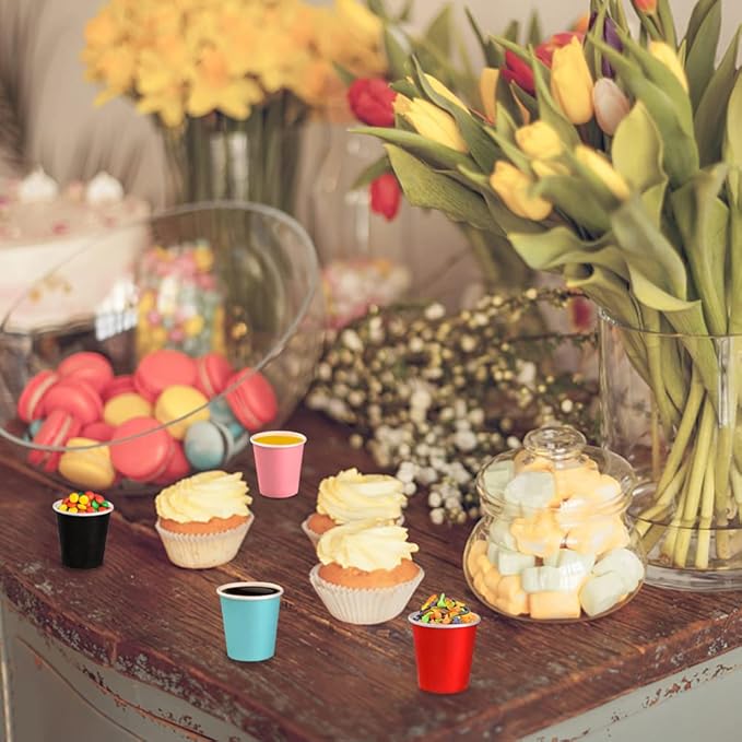 120 Count 3oz Colorful Paper Cups,Mouthwash Cups, Disposable Bathroom Cups,Small Paper Cups 3oz Ideal for Bathroom,Supermarket,Birthday Party,Picnic and BBQ(Mixed Colors)