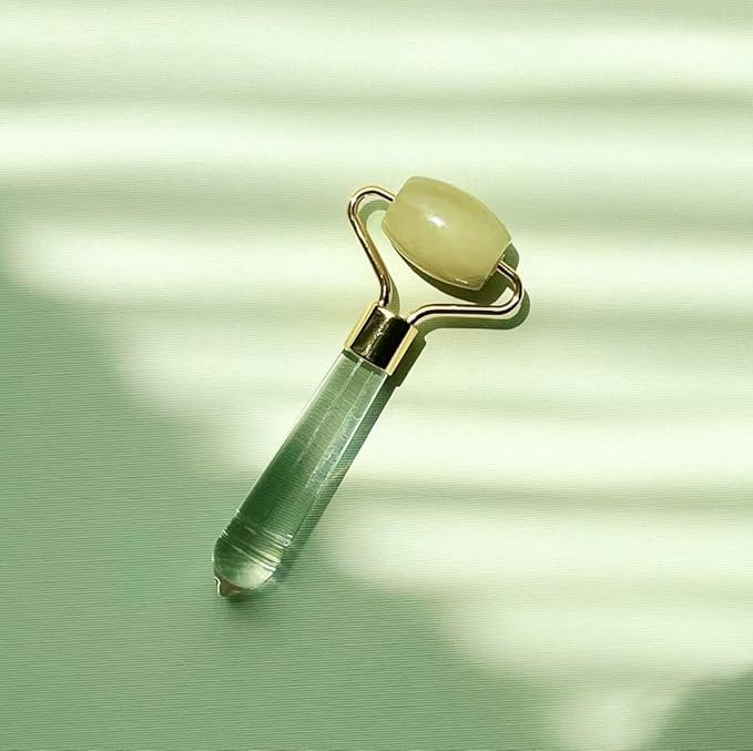 Mei Apothecary Mini Jade Face Roller - Authentic Jade Roller for Tension Relief, Puffiness & Radiant Skin, Relaxing Face Massager for All Skin Types