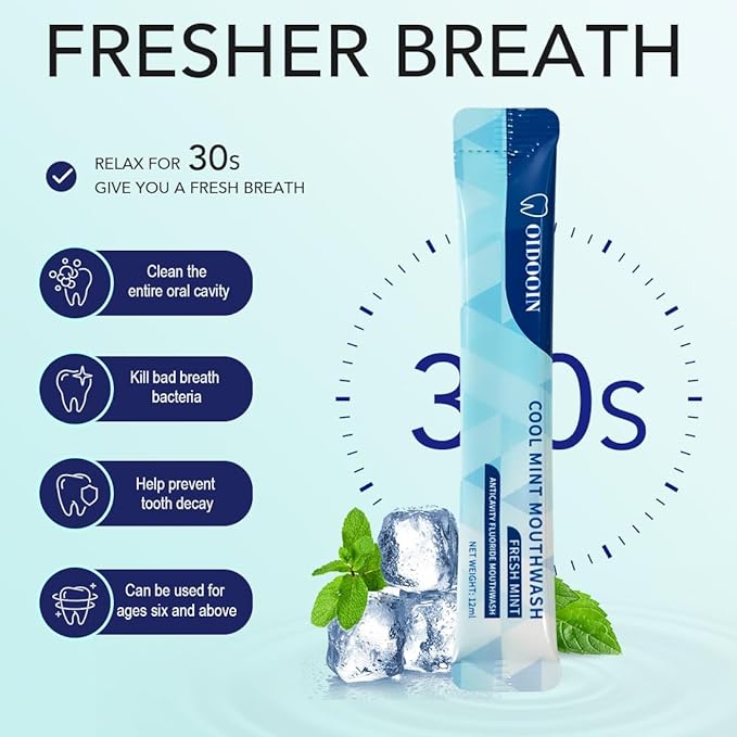 Strong Mint Mouthwash Alcohol Free, Mouth Wash for Adults, TSA Approved Mouthwash Bulk, Travel Mouth wash Prevents Cavities, Fluoride Free, Fresh Mint (0.41 Fl Oz (Pack of 20)