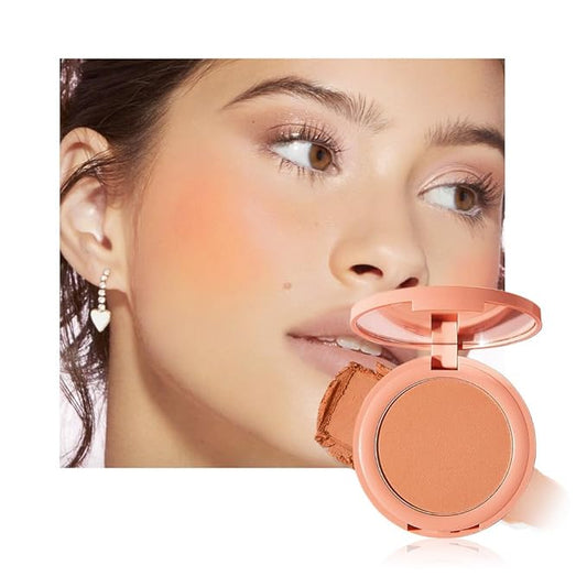 Warm Orange Powder Matte Blush with Mirror – Lightweight Smooth Blendable Baked Blush, Fade & Transfer-Resistant, Natural Matte Finish, Vegan & Cruelty Free, Perfect Makeup Gift for Women #02