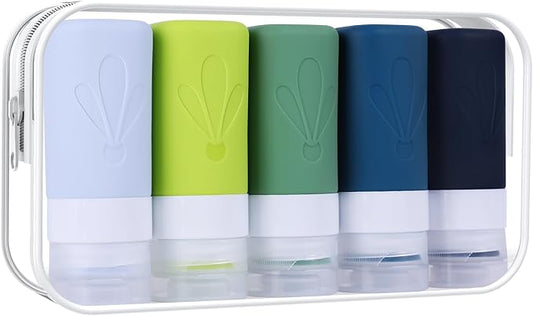 INSFIT Travel Bottles for Toiletries, TSA Approved 2oz Travel Size Containers, BPA Free Leak Proof Squeezable Silicone Tubes for Shampoo Conditioner Lotion Soap with Labels
