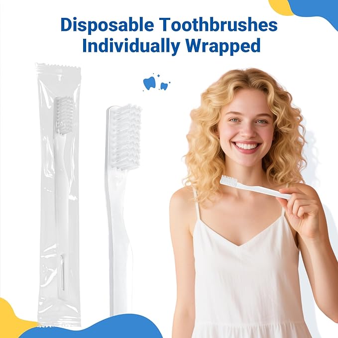 200 Pack Disposable Toothbrushes Bulk, Individually Wrapped Disposable Toothbrush, Soft Bristle Travel Toothbrushes, Single Use Toothbrush for Adult Hotels Guest Travel Donation Homeless