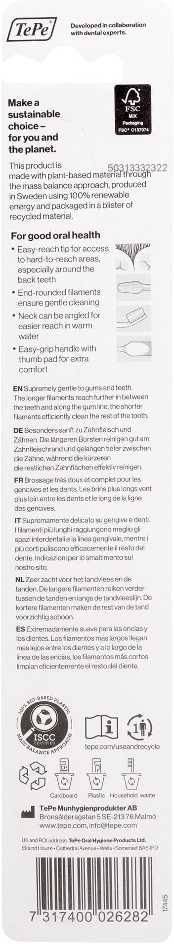 TePe Supreme Compact Soft Toothbrushes – Soft Bristle Toothbrush 1 Pk