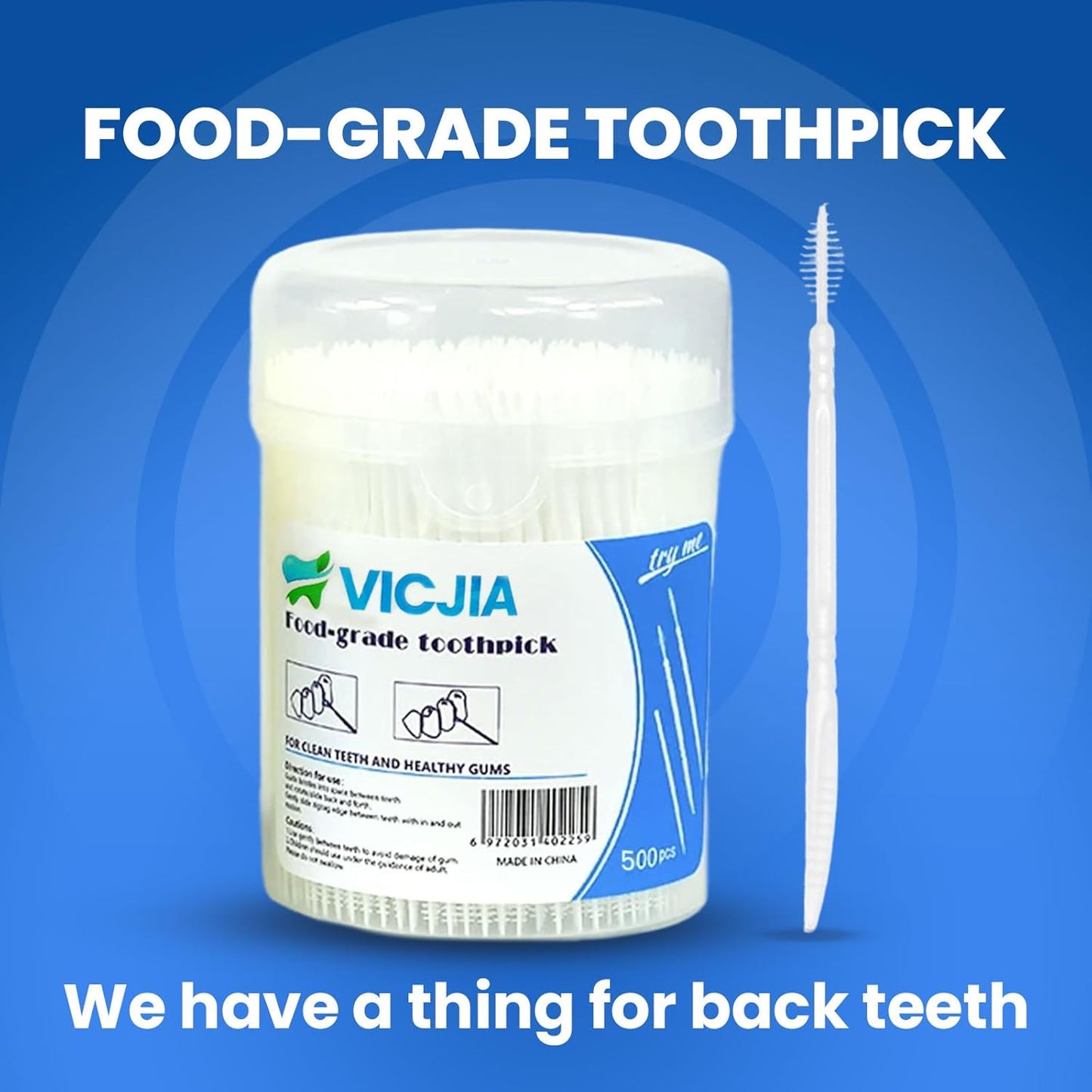 Dental Floss Stick and Toothbrush, Portable Box, Home Pack of 500 Dental Floss Sticks (Pack of 500)