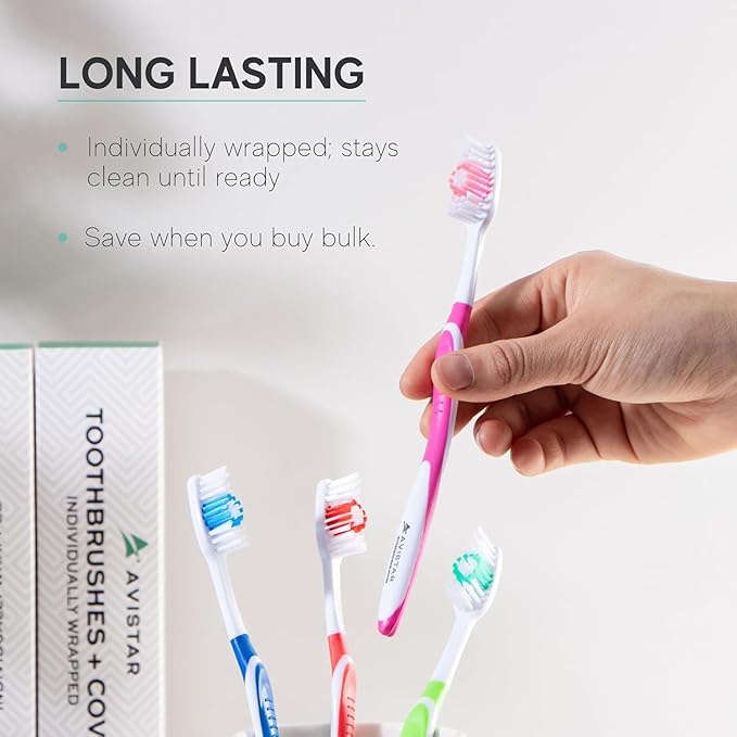 Bulk Toothbrushes Pack - 100 Individually Wrapped Toothbrushes Bulk for Travel, Hotels, Relief Missions, and Donations - Bulk Disposable Toothbrush Pack Adults and Kids