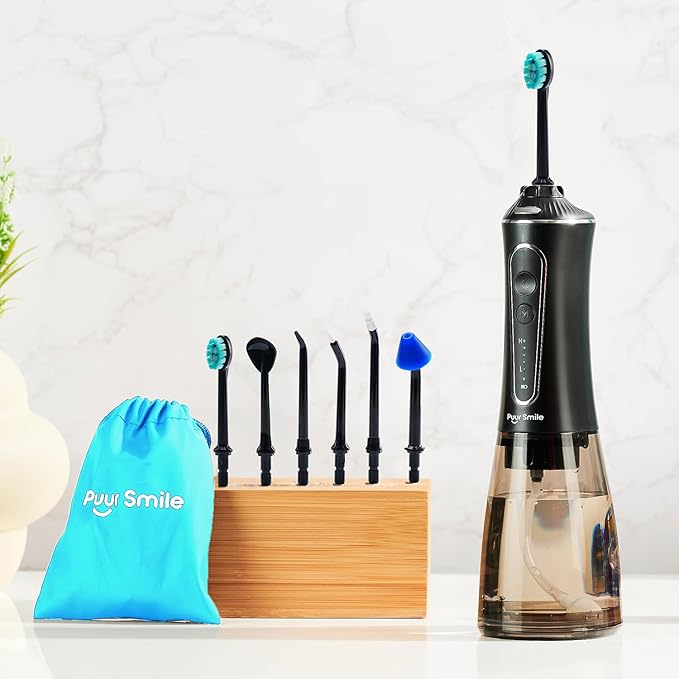 Black Replacement Tips for Puur Smile Water Flosser – 6x Water Dental Flosser Tip | Oral Irrigator Jet Tip | Advanced Dental Care for a Healthier Mouth, Gum, and Teeth | Water Flosser Head